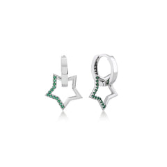 Karosh Mini Star Dangle Earrings with Emerald Color Gem - Karosh