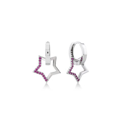 Karosh Ruby Color Gem Mini Star Dangle Earrings - Karosh