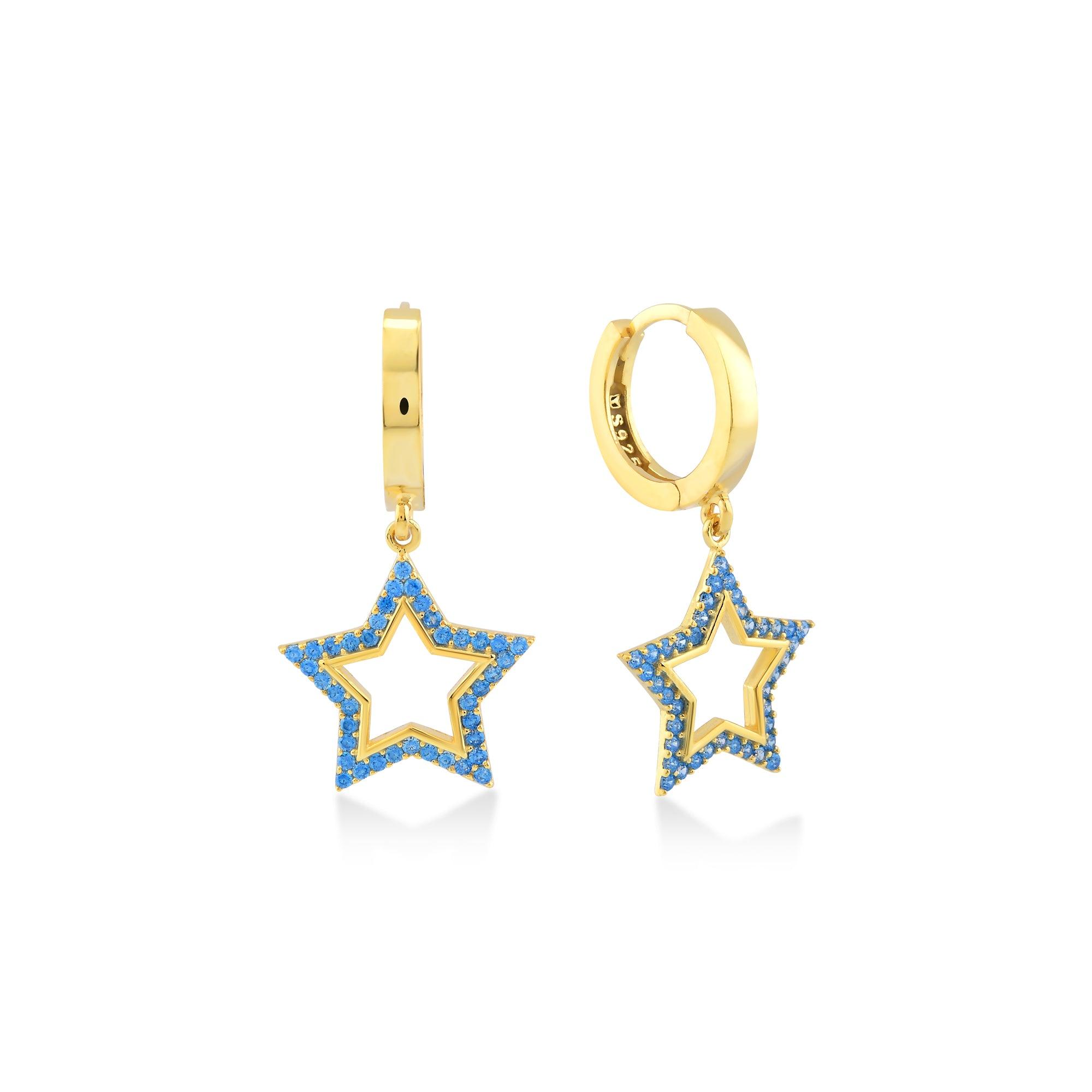 Karosh Aquamarine Star Dangle Earrings - Karosh