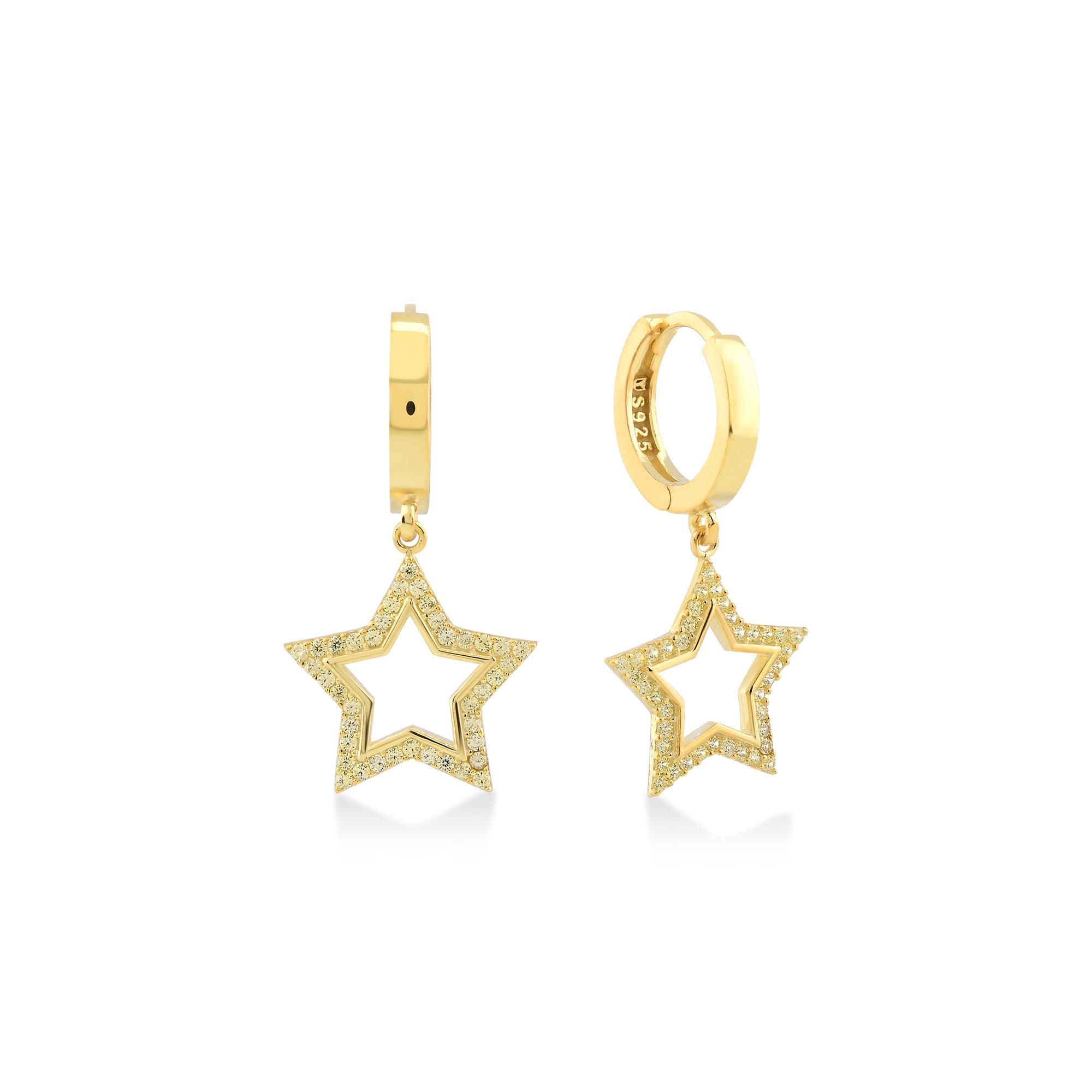 Karosh Yellow Gem  Star Dangle Earrings - Karosh