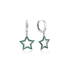 Karosh Emerald Color Gem Star Dangle Earrings - Karosh