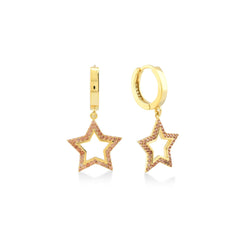 Karosh Orange Gem Star Dangle Earrings - Karosh