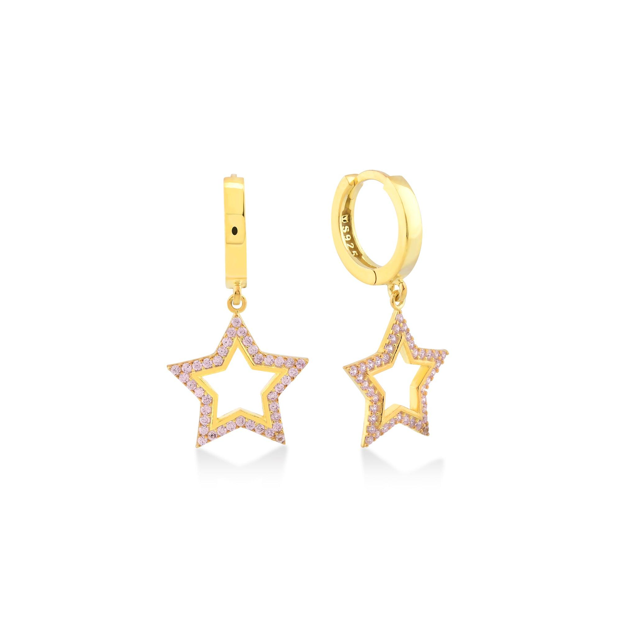 Karosh Pink Gem Star Dangle Earrings - Karosh