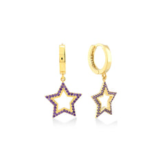 Karosh Purple Gem Star Dangle Earrings - Karosh