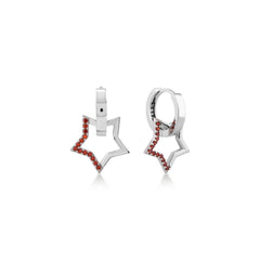 Karosh Mini Star Dangle Earrings with Red Gems - Karosh