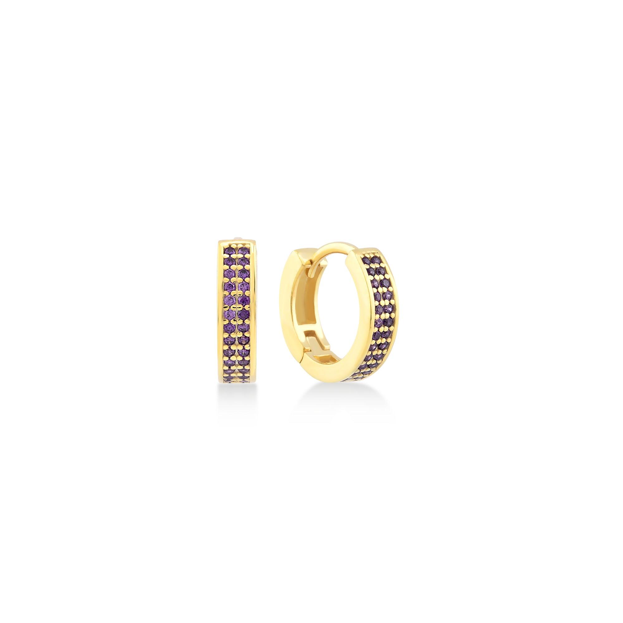 Karosh Eternity Hoop Earrings with Purple Gem - Karosh