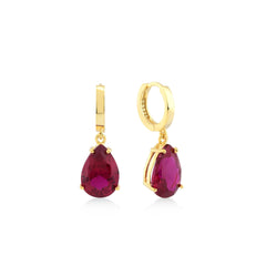 Karosh Ruby Color Drop Cut Gem Dangle Earrings - Karosh