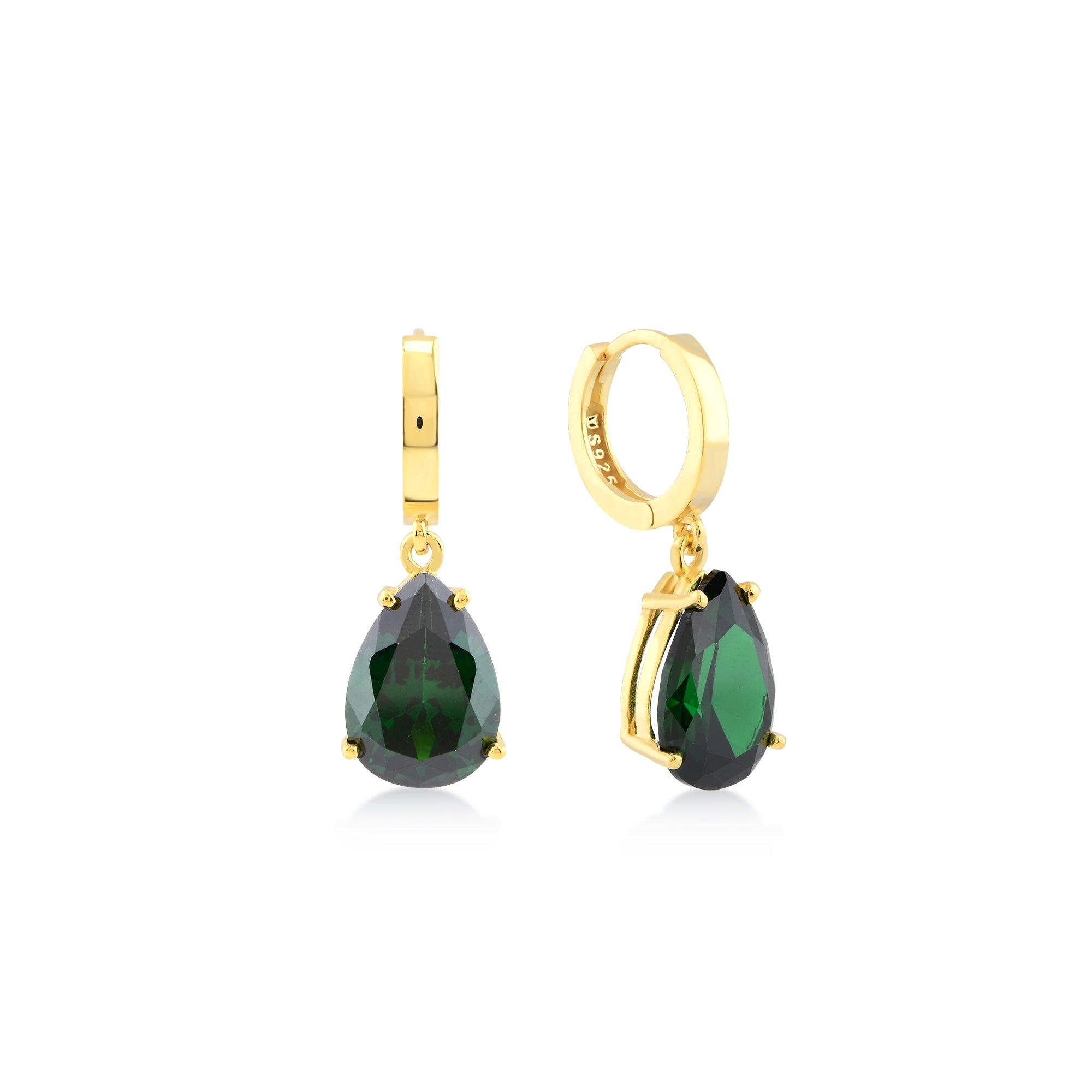 Karosh Emerald Color Drop Cut Gem Dangle Earrings - Karosh