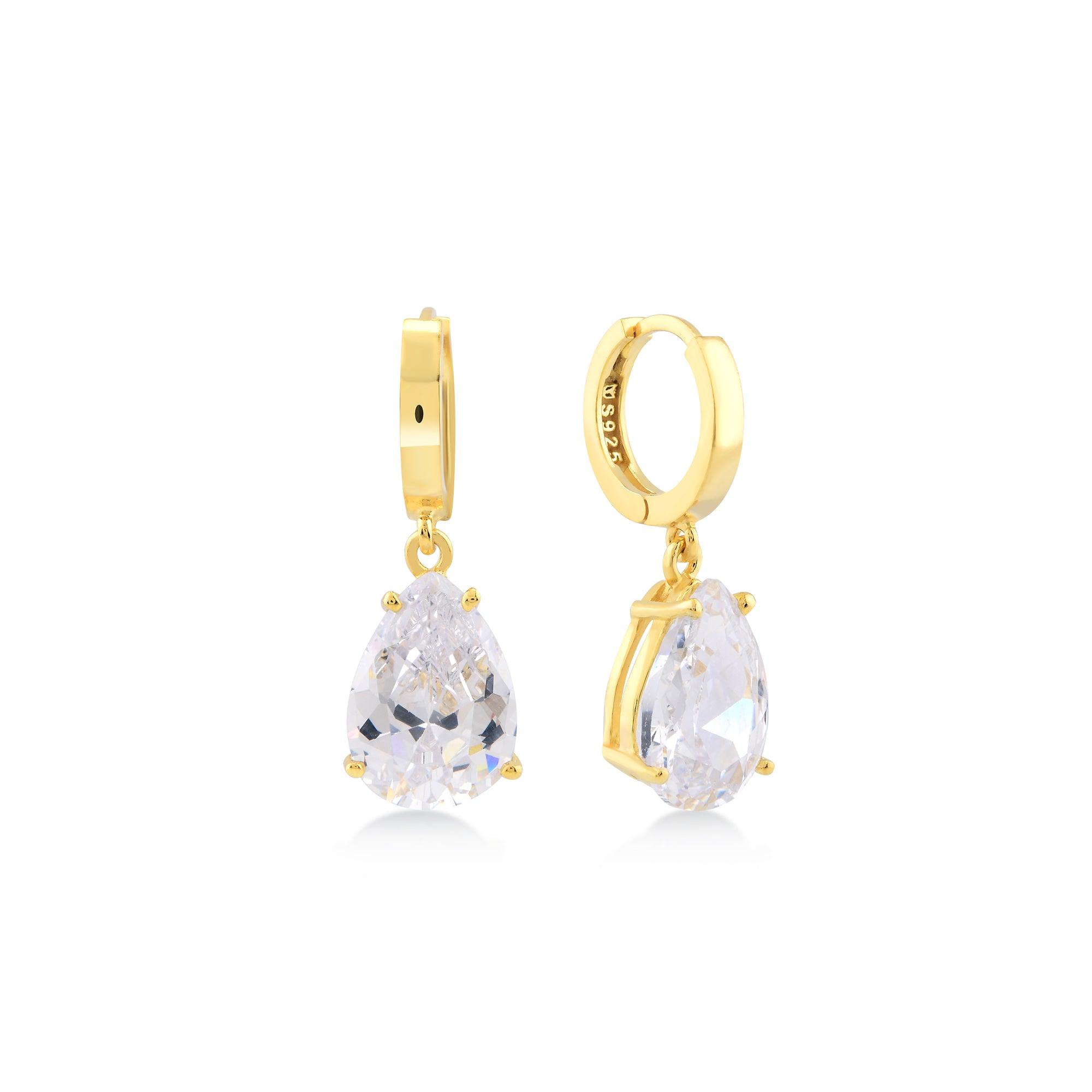 Karosh Cubic Zirconia Drop Cut Gem Dangle Earrings - Karosh