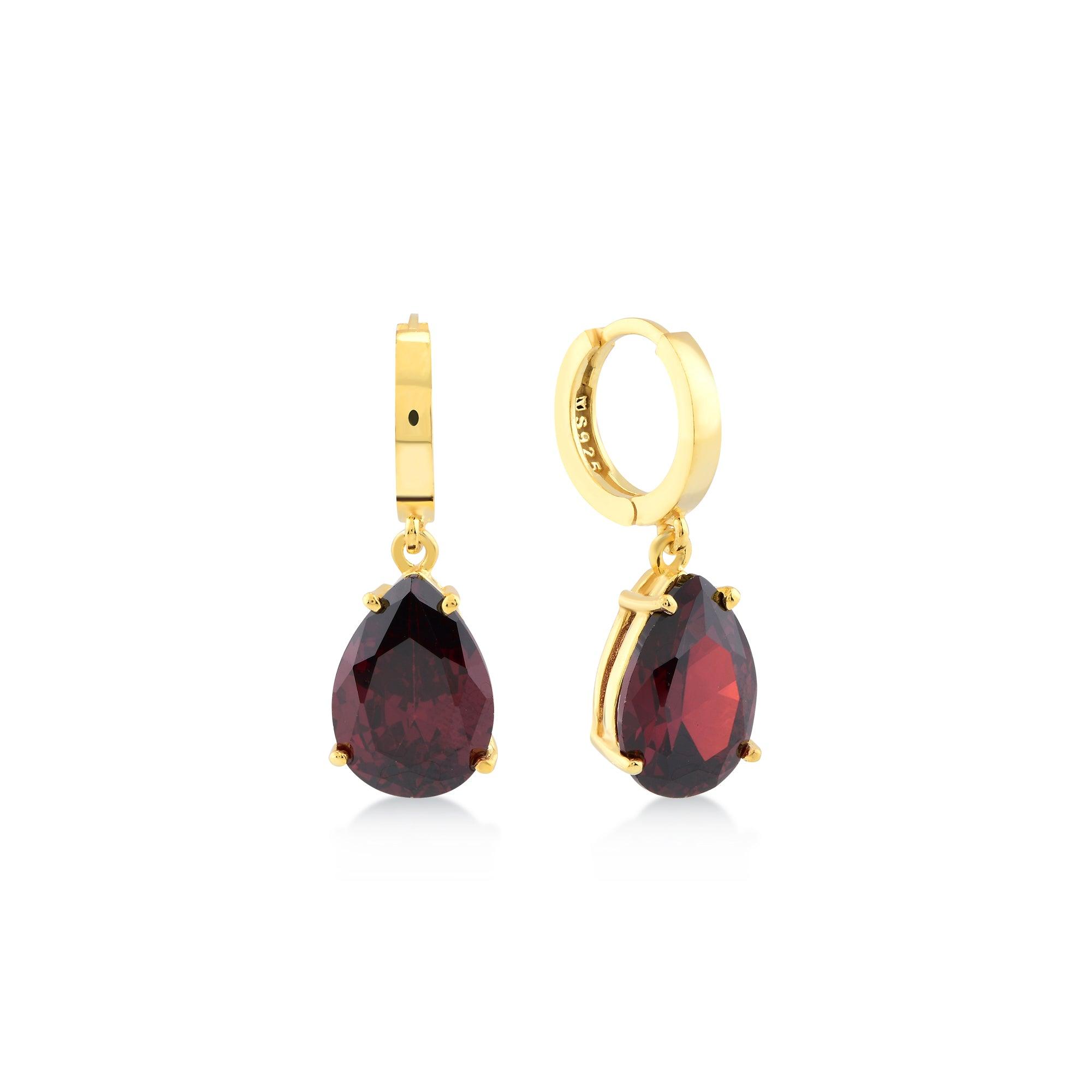 Karosh Red Drop Cut Gem  Earrings - Karosh