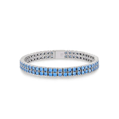 Karosh Aquamarine Gem  Round Cut Tennis Bracelet - Karosh