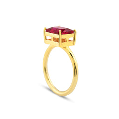 Karosh Ruby Color Baguette Cut Gem Solitaire Ring - Karosh