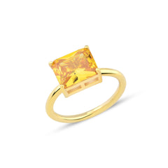 Karosh Yellow Baguette Cut Gem Solitaire Ring - Karosh