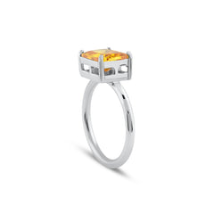 Karosh Yellow Baguette Cut Gem Solitaire Ring - Karosh