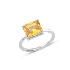 Karosh Yellow Baguette Cut Gem Solitaire Ring - Karosh