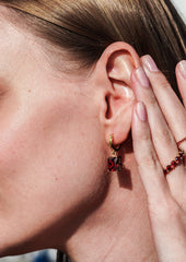 Karosh Large Baguette Cut Earrings with Red Gem - Karosh