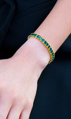 Karosh Emerald Color Gem Baguette Cut Tennis Bracelet - Karosh