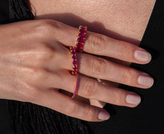 Karosh Ruby Color Round Gem Eternity Band Ring - Karosh