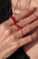 Karosh Ruby Color Round Gem Eternity Band Ring - Karosh