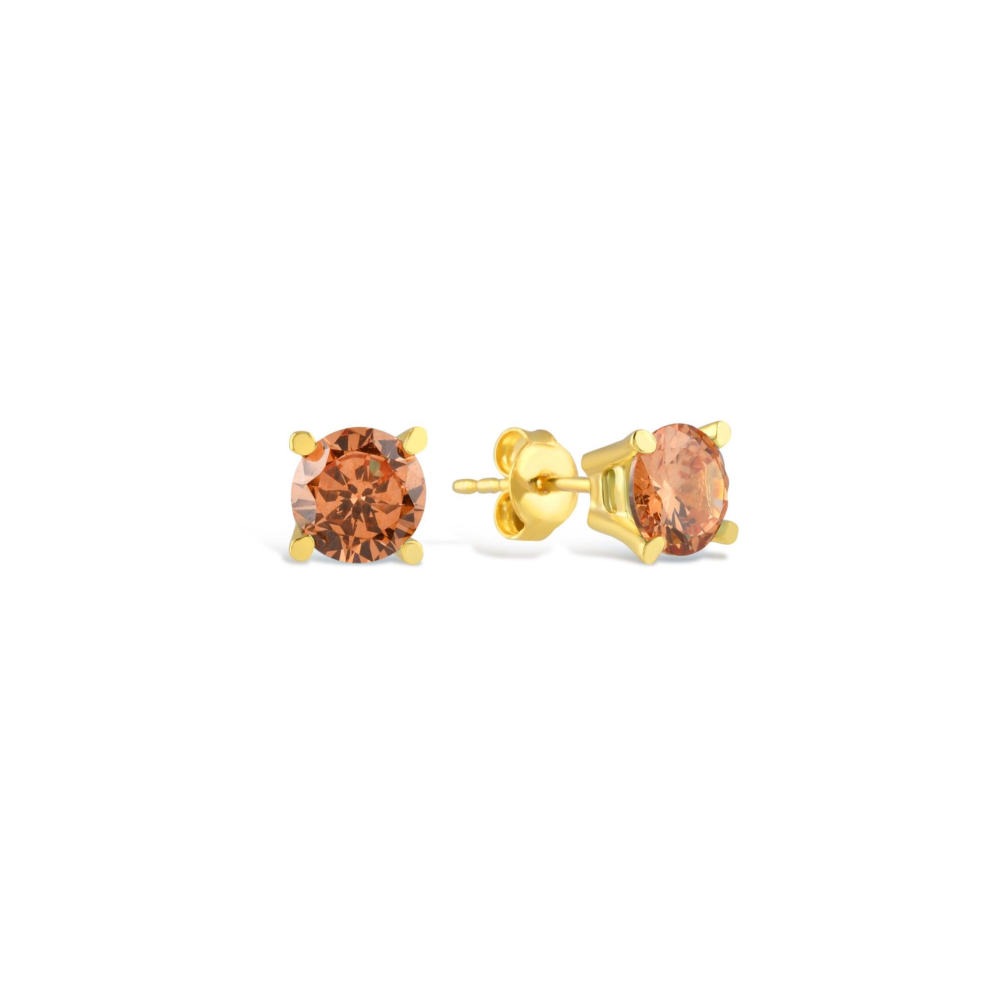 Orange Solitaire Stud Earring - Karosh