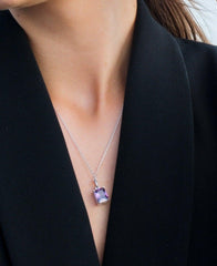 Karosh Purple Gem Baguette Cut Necklace - Karosh