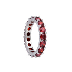 Red Round Gem Eternity Band Ring - Karosh