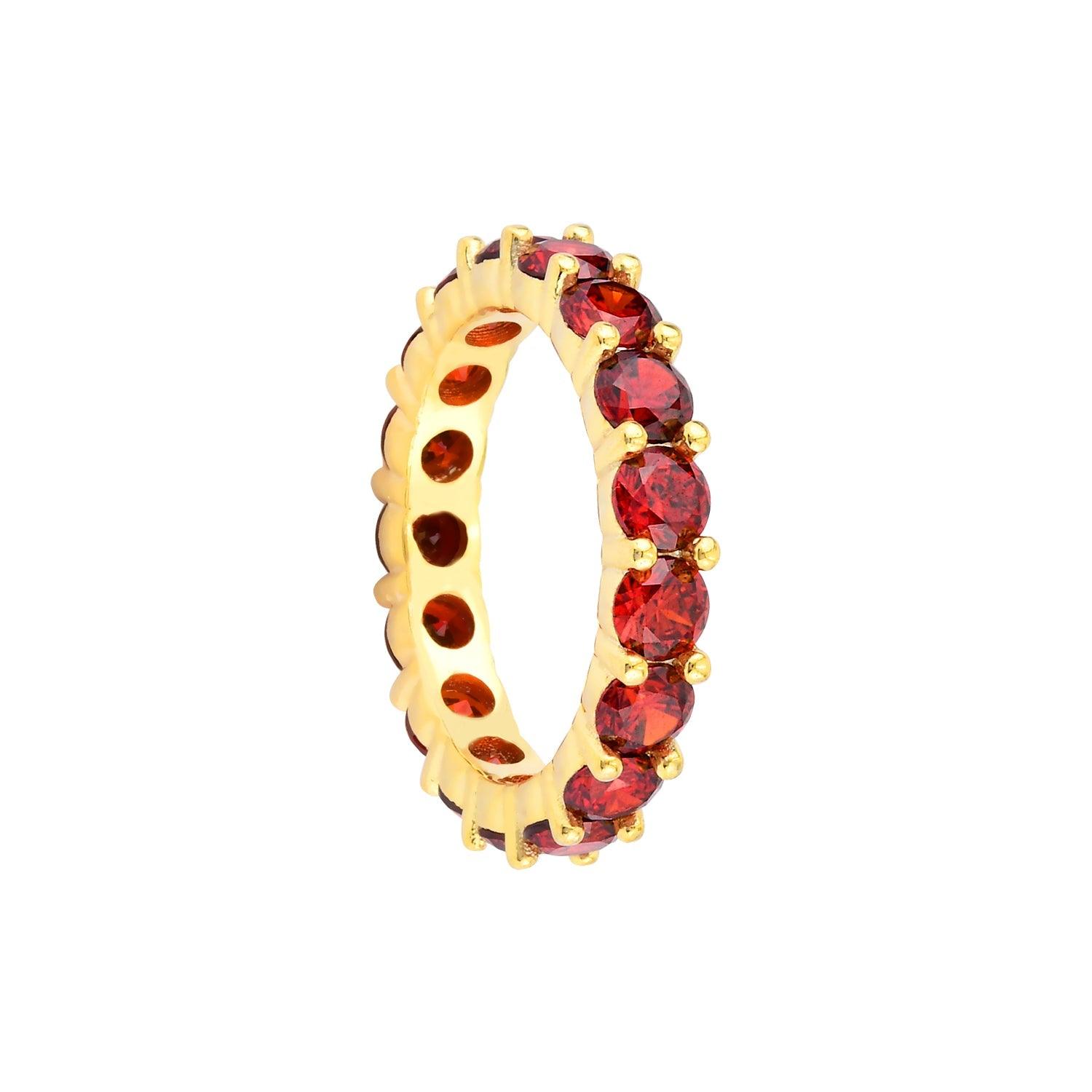 Red Round Gem Eternity Band Ring - Karosh