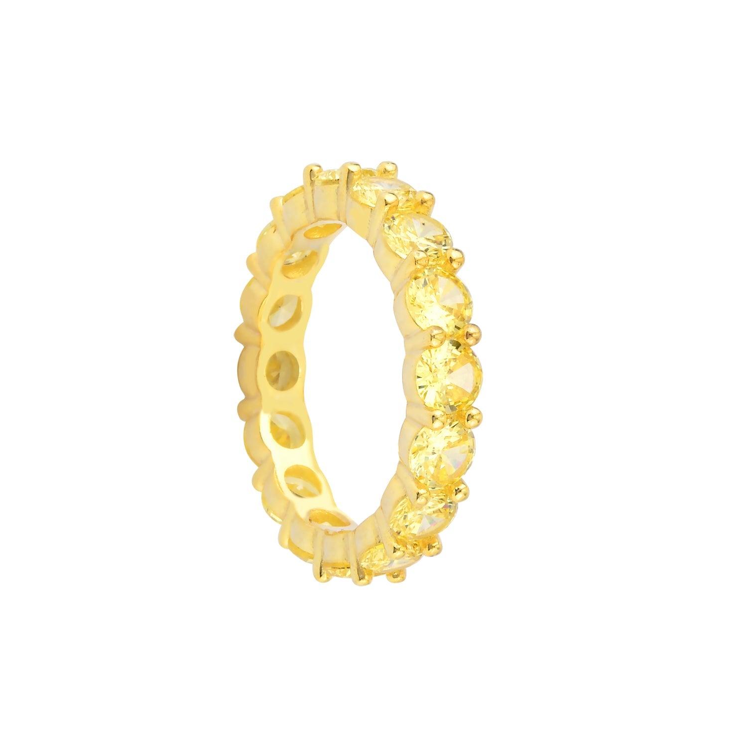 Yellow Round Gem Eternity Band Ring - Karosh