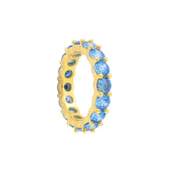 Aquamarine Round Gem Eternity Band Ring - Karosh