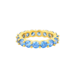 Aquamarine Round Gem Eternity Band Ring - Karosh