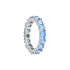 Aquamarine Round Gem Eternity Band Ring - Karosh