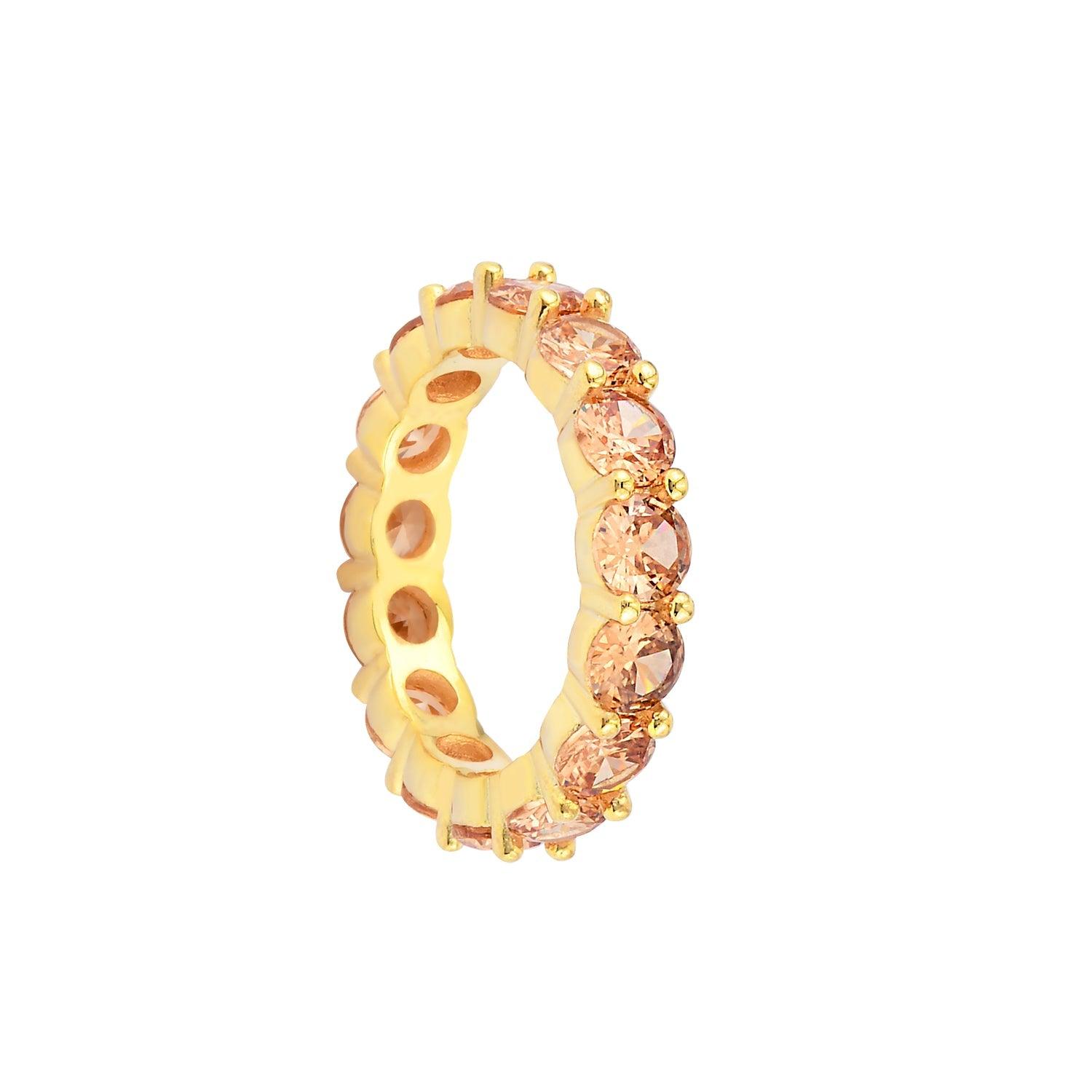 Orange Round Gem Eternity Band Ring - Karosh